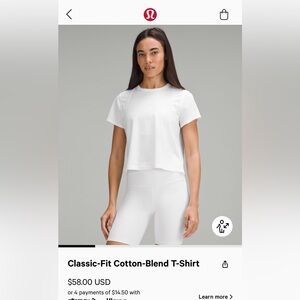 Lululemon NWT Classic Fit Cotton Blend Tee - White
